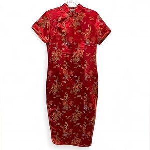 Traditional chinese Qipau Dress in red